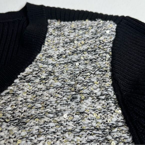 Lane Bryant Sequin Front Zip Up Moto Bomber Cardigan Black Rib Knit Women 18/20 - Picture 13 of 14